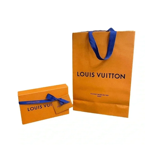 Authentic Louis Vuitton Orange Gift Box, Ribbon, 3” Name Card, and Bag Set - Picture 1 of 16